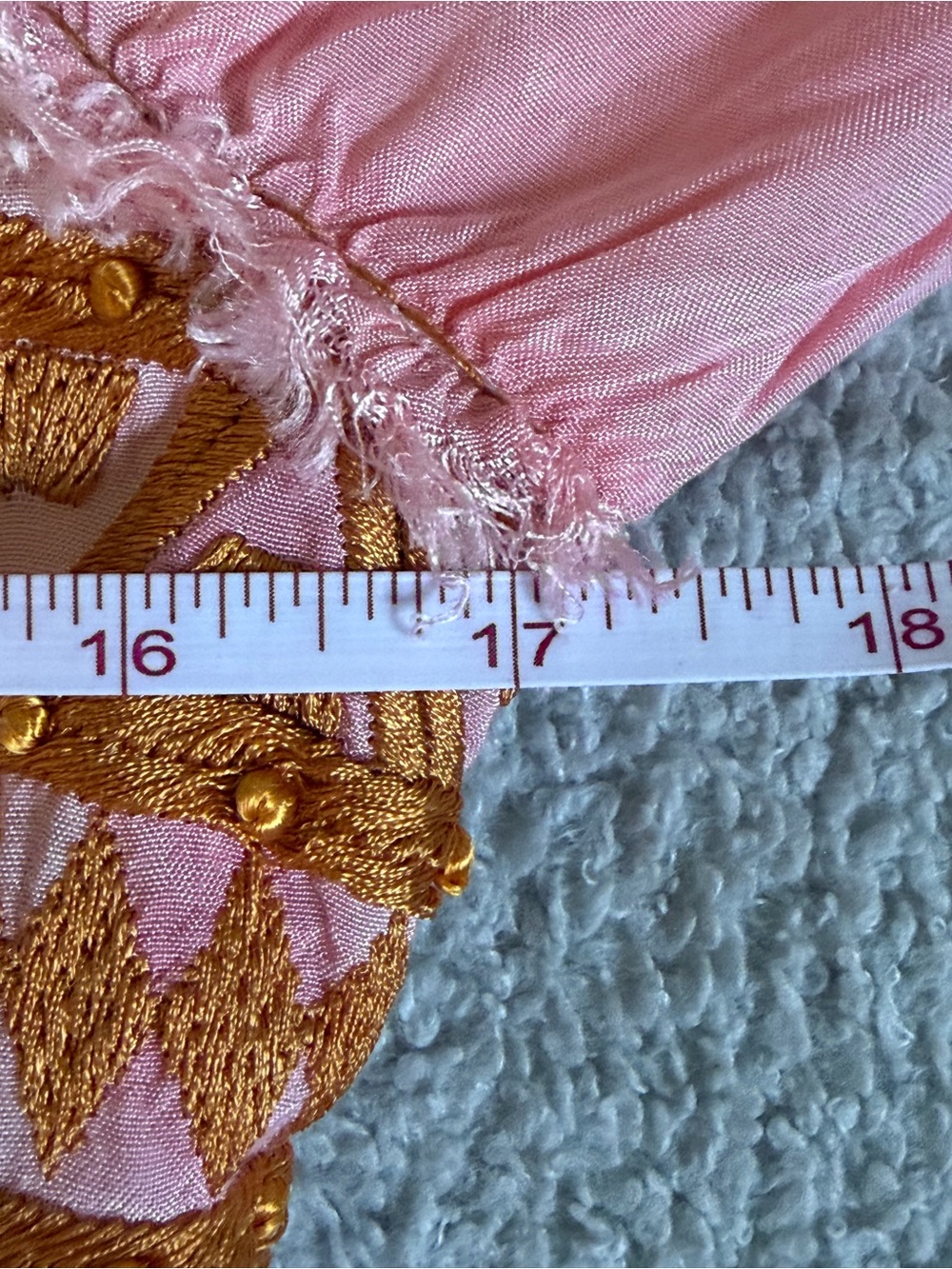 Free People Sahara Embroidered Pink and Gold Babydoll Mini Dress, Size M - Picture 8 of 9